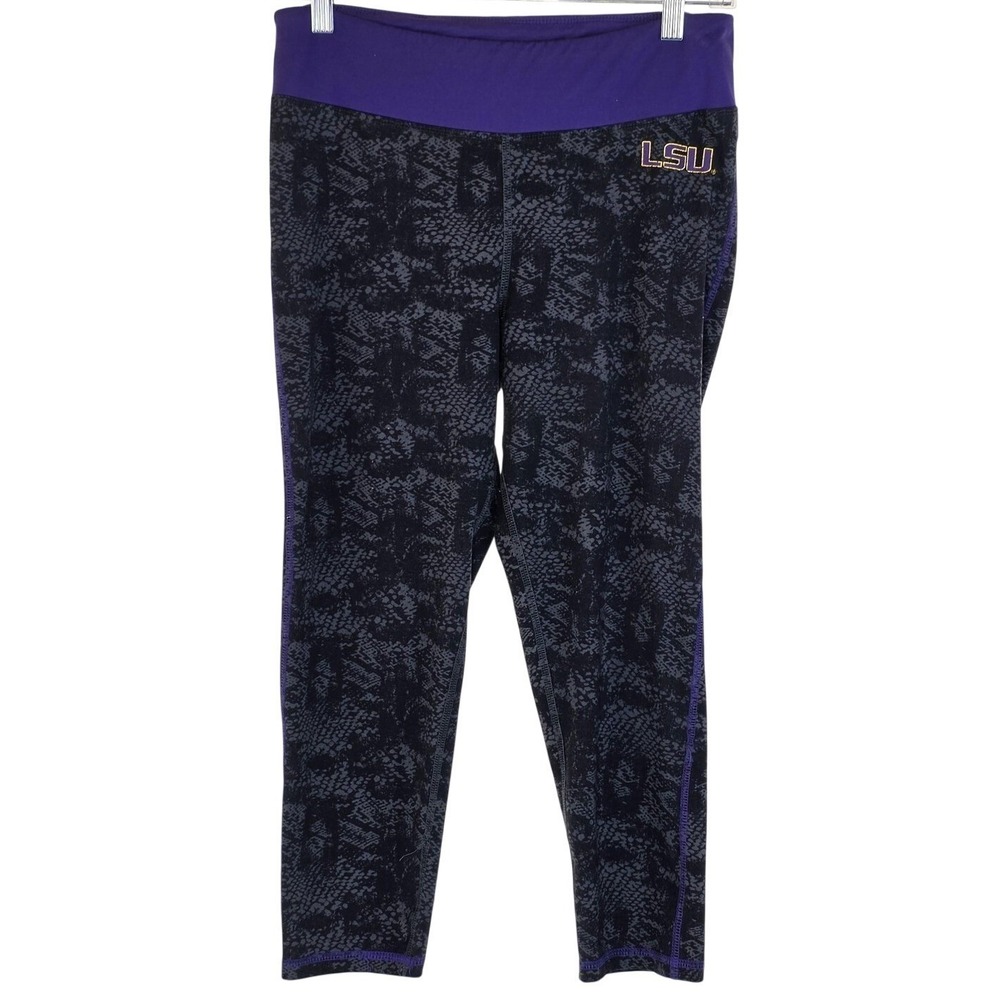 Stadium Athletics LSU Leggings Women Large Purple Grey Snakeskin‎ Print Cropped